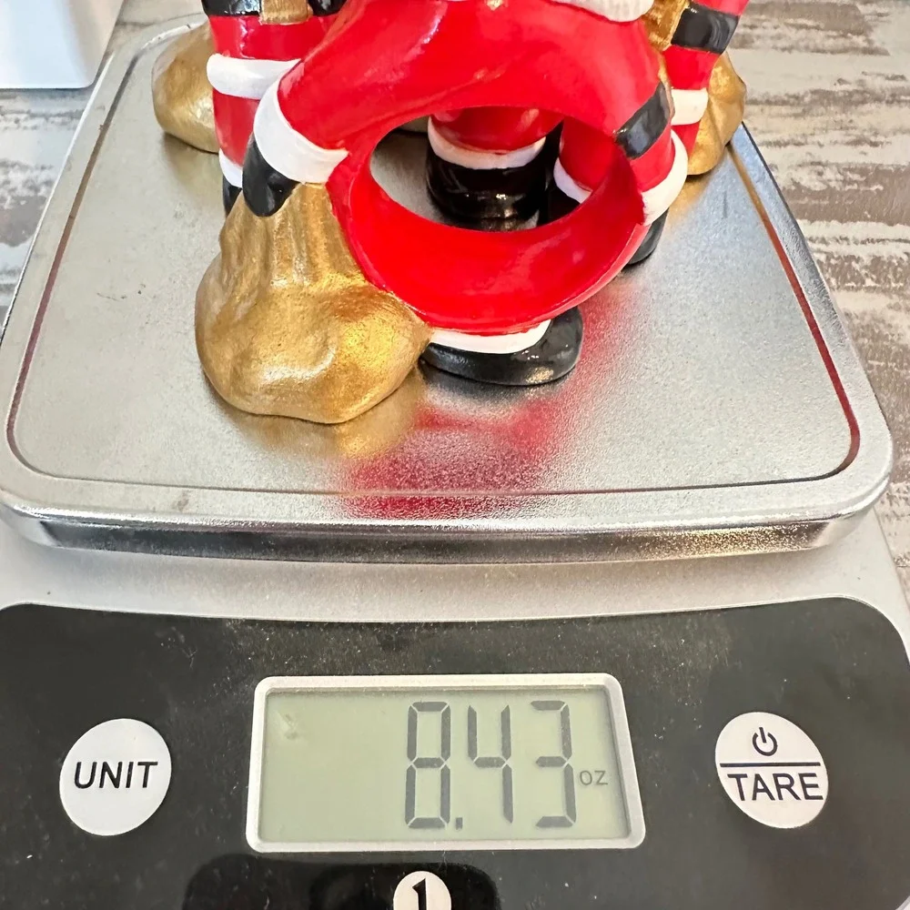 Vintage 60s Santa Claus Napkin Rings Handpainted Ceramic Red Gold Set of 4 MCM
